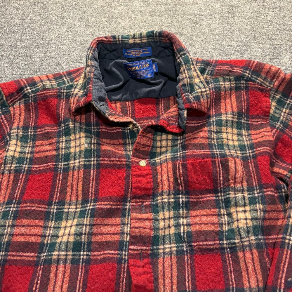 Pendleton Womens XL Long Sleeve Wool Shirt Red Plaid Button Down Vintage Casual - Picture 2 of 7